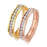Titantium Steel finger ring, Titan Stål, mode smycken & olika storlek för val & micro bana cubic zirconia & för kvinna, fler färger för val, 4mm, Säljs av PC
