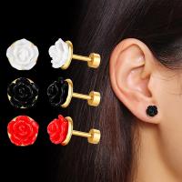 Titanium Steel  Earring, with Silicone, fashion jewelry & for woman, 13.60x8mm, Sold By Pair