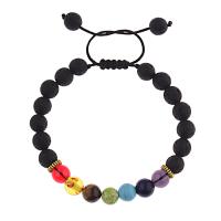 Bracelets de pierres précieuses, cordon de polyester, avec pierre gemme & laiton, unisexe, couleurs mélangées, Longueur:19-20 cm, Vendu par PC