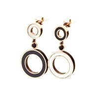 Titanium Steel  Earring, rose gold color plated, for woman, rose gold color, 13mm,7mm, Sold By Pair