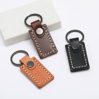 Schlüsselanhänger, PU Leder, mit Eisen & Zinklegierung, für den Menschen, keine, 83x30mm, verkauft von PC