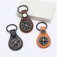 Bag Purse Charms Keyrings Keychains, PU Leather, with Iron & Tibetan Style, for man, more colors for choice, 85x38mm, Sold By PC