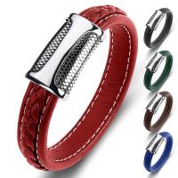 Bracelets cordon PU, cuir PU, avec acier inoxydable 316L, normes différentes pour le choix & pour homme, plus de couleurs à choisir, Vendu par PC