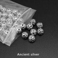 Zinklegierung hohle Perlen, rund, plattiert, DIY, keine, 8x8x8mm, Bohrung:ca. 2mm, 10PC/Tasche, verkauft von Tasche