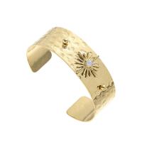 304 Stainless Steel Cuff Bangle with Natural Stone Vacuum Plating fashion jewelry & adjustable & for woman Sold By PC