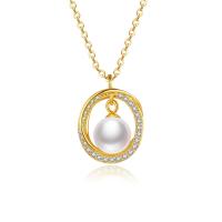 Zinc Alloy Jewelry Necklace with Shell Pearl with 2.36 inch extender chain plated micro pave cubic zirconia & for woman Length Approx 15.74 Inch Sold By PC