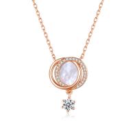 Zinc Alloy Jewelry Necklace with Shell with 1.96 inch extender chain plated micro pave cubic zirconia & for woman Length Approx 15.74 Inch Sold By PC