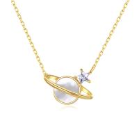 Zinc Alloy Jewelry Necklace with Shell with 1.96 inch extender chain plated micro pave cubic zirconia & for woman Length Approx 15.74 Inch Sold By PC