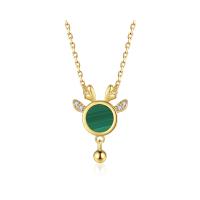 Natural Gemstone Necklace, Tibetan Style, with Malachite, with 1.96 inch extender chain, plated, micro pave cubic zirconia & for woman, more colors for choice, 12.60x17.30mm, Length:Approx 15.74 Inch, Sold By PC