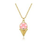 Zinc Alloy Jewelry Necklace with 1.96 inch extender chain Ice Cream plated micro pave cubic zirconia & for woman & enamel Length Approx 15.74 Inch Sold By PC