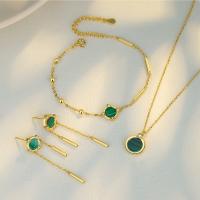 Zinc Alloy Jewelry Necklace with Malachite plated & micro pave cubic zirconia & for woman Sold By PC