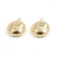 Brass Jewelry Pendants, Flat Round, Unisex, golden, nickel, lead & cadmium free, 15x13x3mm, Sold By PC