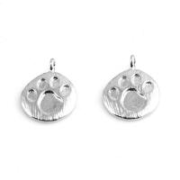 Brass Jewelry Pendants, with bear paw pattern & Unisex, silver color, nickel, lead & cadmium free, 15x11x2mm, Sold By PC
