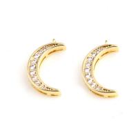 Cubic Zirconia Micro Pave Brass Pendant Moon Unisex & micro pave cubic zirconia golden nickel lead & cadmium free Sold By PC