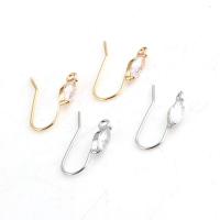 Brass Hook Earwire, with Cubic Zirconia, plated, DIY & faceted, more colors for choice, nickel, lead & cadmium free, 15x5x3mm, Sold By PC