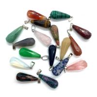 Gemstone Pendants Jewelry, Natural Stone, Teardrop, different materials for choice & Unisex & faceted, more colors for choice, nickel, lead & cadmium free, 10x29mm, Sold By PC