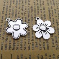 Tibetan Style Flower Pendants, silver color plated, fashion jewelry, silver color, nickel, lead & cadmium free, 17x22mm, 100PCs/Bag, Sold By Bag