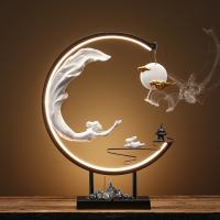 Backflow Incense Burner, Porcelain, handmade, for home and office & durable & with LED light, 340x100x440mm, Sold By PC