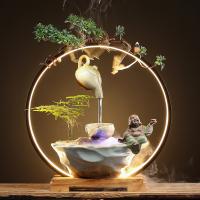 Backflow Incense Burner, Porcelain, handmade, for home and office & durable & with LED light & different styles for choice, 400x130x415mm, Sold By PC