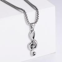 Stainless Steel Jewelry Necklace, 304 Stainless Steel, Music Note, Vacuum Ion Plating, fashion jewelry & DIY & Unisex & different styles for choice, more colors for choice, 44x31mm, Length:60 cm, Sold By PC