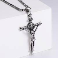 Stainless Steel Jewelry Necklace 304 Stainless Steel Cross Vacuum Ion Plating fashion jewelry & DIY & for man Length 60 cm Sold By PC