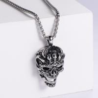 Stainless Steel Jewelry Necklace, 304 Stainless Steel, Skull, Vacuum Ion Plating, fashion jewelry & DIY & different styles for choice & for man, more colors for choice, 40x29mm, Length:60 cm, Sold By PC