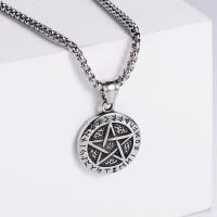 Stainless Steel Jewelry Necklace, 304 Stainless Steel, pentagram, Vacuum Ion Plating, fashion jewelry & DIY & Unisex & different styles for choice, more colors for choice, 27x25mm, Length:60 cm, Sold By PC