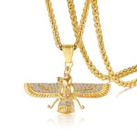 Titanstahl Halskette, Modeschmuck & für den Menschen & mit Strass, Goldfarbe, 50mm*31mm,10mm*5.7mm, Länge ca. 23.6 ZollInch, verkauft von PC