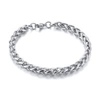 Titanium Steel Bracelet & Bangle, polished, fashion jewelry & different size for choice & for man, original color, 3mm,6mm,8mm, Length:Approx 9 Inch, Sold By PC