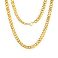 Titanium Steel Necklace, Vacuum Ion Plating, fashion jewelry & for man, gold, 7mm, Length:Approx 21.7 Inch, Sold By PC