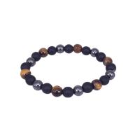 Gemstone Bracelets, with Elastic Thread, Round, handmade, Unisex & different size for choice, mixed colors, Length:7.28 Inch, Sold By PC