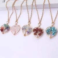 Natural Gemstone Necklace, Brass, with Gemstone, plated, tree of life design & different styles for choice, more colors for choice, nickel, lead & cadmium free, Length:10.23 Inch, Sold By PC