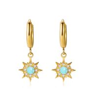Huggie Hoop Drop Earring, 304 Stainless Steel, with turquoise, Star, Vacuum Plating, different styles for choice & for woman & with rhinestone, 10x25mm, Sold By Pair