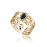 Палец кольцо из нержавеющей стали, Нержавеющая сталь 316, с бирюза, регулируемый & Женский & отверстие, золотой, размер:6-8, продается PC