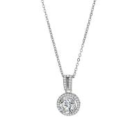 Cubic Zircon Micro Pave Brass Necklace, Round, platinum plated, oval chain & micro pave cubic zirconia & for woman, nickel, lead & cadmium free, Length:Approx 16 Inch, Sold By PC