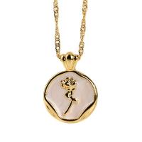 Brass Necklace with 1.96inch extender chain gold color plated with flower pattern & for woman & enamel nickel lead & cadmium free 18mm Length Approx 17.7 Inch Sold By PC