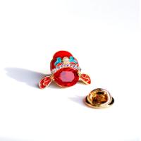 Broche de Strass, liga de zinco, with Concha de resina, cromado de cor dourada, 2 peças & com strass, vermelho, 1.8*1.8cm,1.8*2.2cm, vendido por Defina