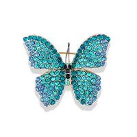 Rhinestone Brooch Zinc Alloy Butterfly gold color plated for woman & with rhinestone Sold By PC