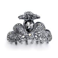 Hair Claw Clips Zinc Alloy with Crystal antique silver color plated for woman & with rhinestone Sold By PC