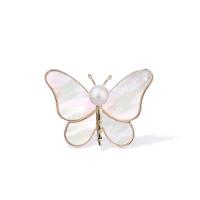 Zinc Alloy Brooches with Plank & Freshwater Pearl Butterfly plated Unisex Sold By PC