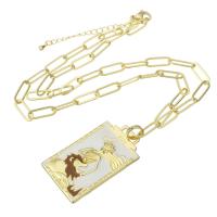 Collar de Latón, metal, chapado en color dorado, para mujer & esmalte, Blanco, 25.50x45x3mm, longitud:aproximado 20.5 Inch, Vendido por UD