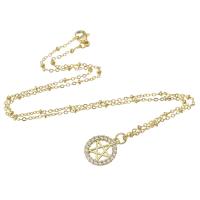 Cubic Zircon Micro Pave Brass Necklace, gold color plated, micro pave cubic zirconia & for woman & hollow, 14x16x2mm, Length:Approx 18 Inch, Sold By PC