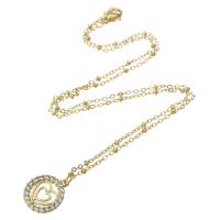 Cubic Zircon Micro Pave Brass Necklace gold color plated micro pave cubic zirconia & for woman & hollow Length Approx 18 Inch Sold By PC