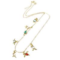 Cubic Zircon Micro Pave Brass Necklace, Dinosaur, gold color plated, micro pave cubic zirconia & for woman, multi-colored, 15x10x4mm, Length:Approx 19 Inch, Sold By PC