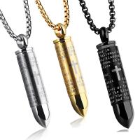 Men Necklace, Stainless Steel, Bullet, plated, with cross pattern & box chain & with letter pattern & for man, more colors for choice, 42mm, Sold Per Approx 21.6 Inch Strand