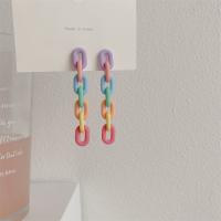 Boucle d'oreille bijoux acrylique, bijoux de mode & pour femme, multicolore, 60mm, Vendu par paire