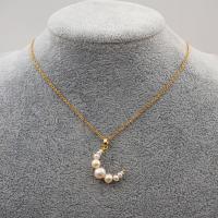Природное пресноводное жемчужное ожерелье, Пресноводные жемчуги, с титан, естественный & ювелирные изделия моды & Женский, Золотой, длина 40 см, продается PC