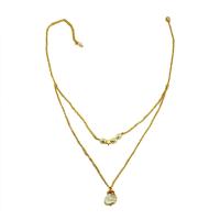 Titanium Steel Necklace Freshwater Pearl with Titanium Steel with 2.36 extender chain real gold plated Natural & Double Layer & fashion jewelry & for woman golden Length 50 cm Sold By PC