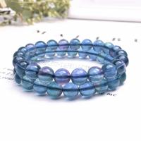 Blue Fluorite Bracelet, Round, different size for choice & for woman, blue, Sold Per 18 cm Strand
