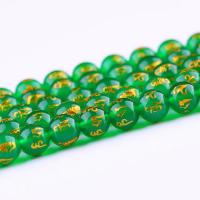 Natürliche grüne Achat Perlen, Grüner Achat, rund, plattiert, DIY & Golddruck, keine, verkauft per ca. 15 ZollInch Strang
